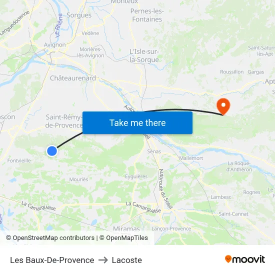 Les Baux-De-Provence to Lacoste map