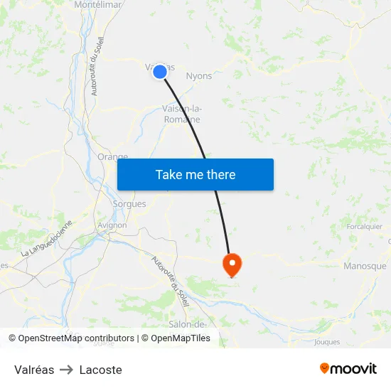 Valréas to Lacoste map