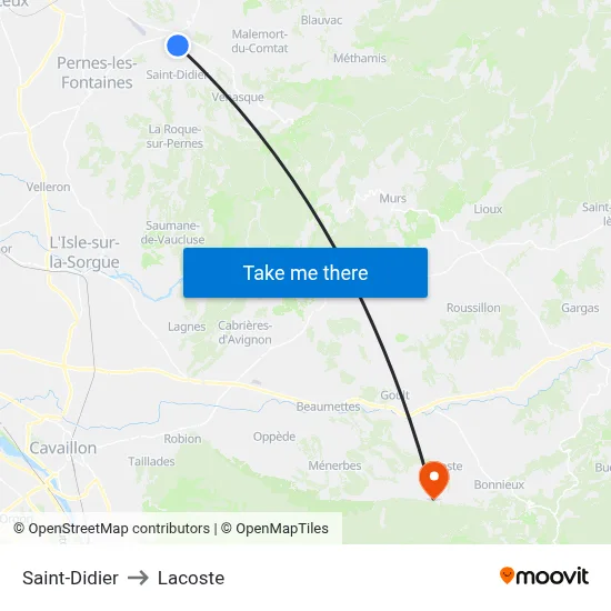 Saint-Didier to Lacoste map