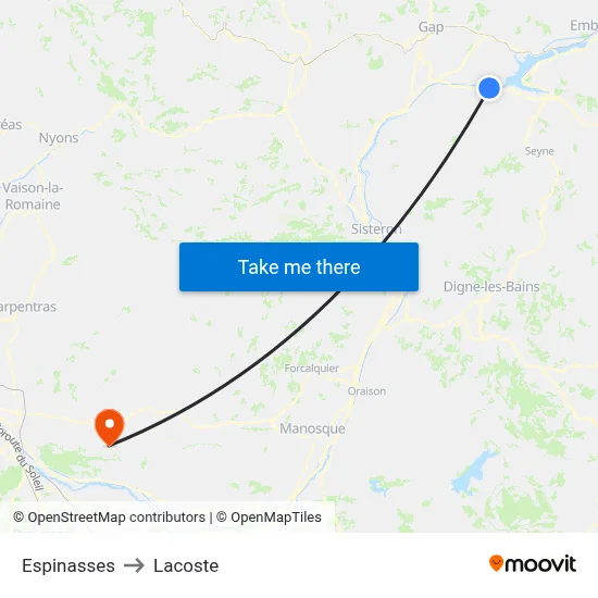 Espinasses to Lacoste map