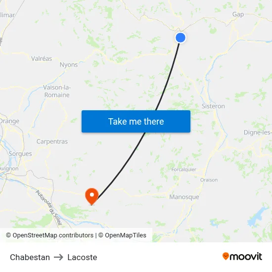 Chabestan to Lacoste map