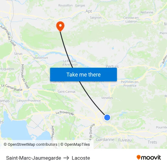 Saint-Marc-Jaumegarde to Lacoste map