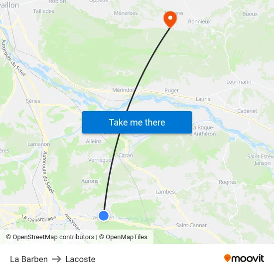 La Barben to Lacoste map