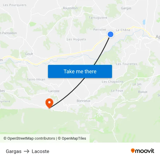 Gargas to Lacoste map