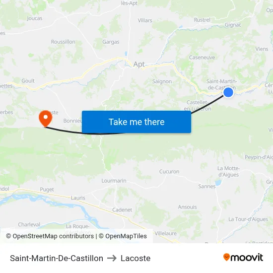 Saint-Martin-De-Castillon to Lacoste map