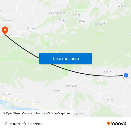 Cucuron to Lacoste map