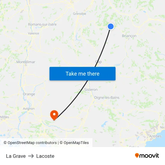 La Grave to Lacoste map