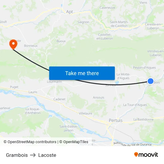 Grambois to Lacoste map