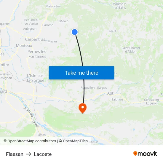 Flassan to Lacoste map
