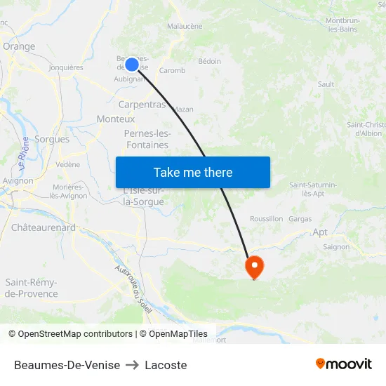 Beaumes-De-Venise to Lacoste map