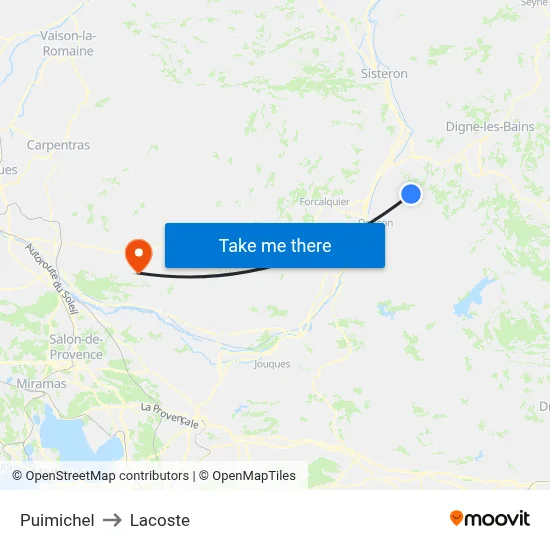 Puimichel to Lacoste map