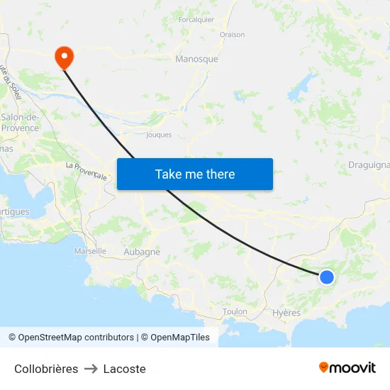 Collobrières to Lacoste map