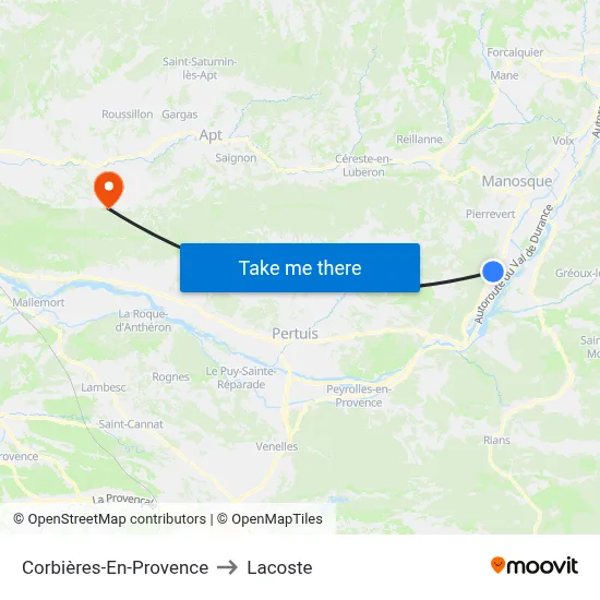 Corbières-En-Provence to Lacoste map