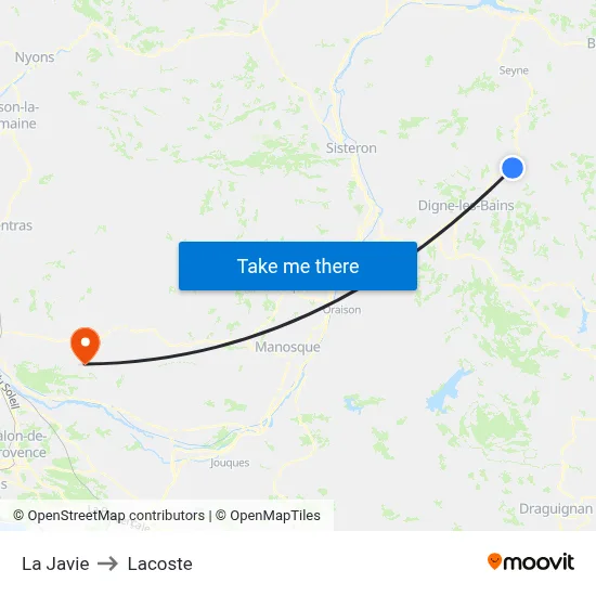 La Javie to Lacoste map