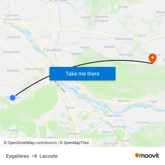 Eygalières to Lacoste map
