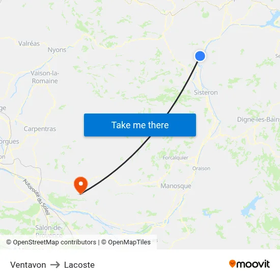Ventavon to Lacoste map
