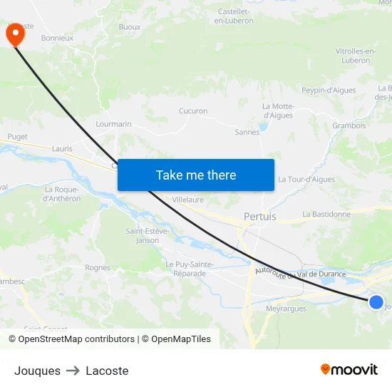 Jouques to Lacoste map