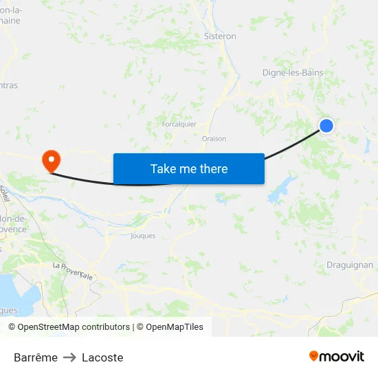 Barrême to Lacoste map