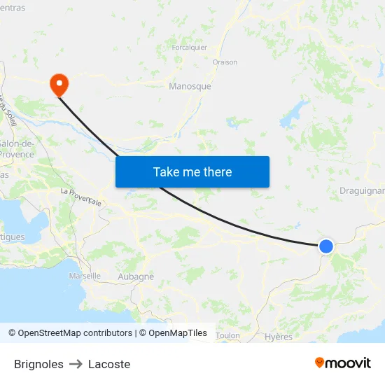 Brignoles to Lacoste map