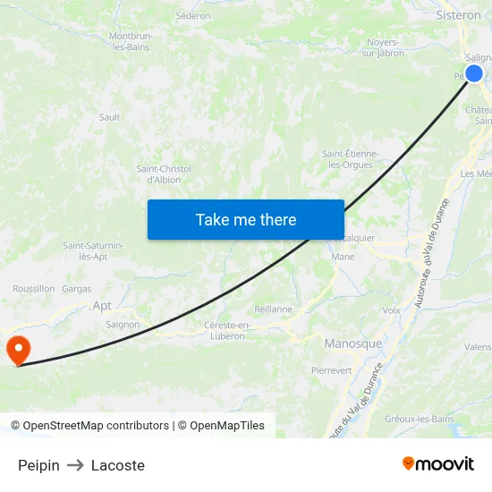 Peipin to Lacoste map