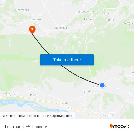 Lourmarin to Lacoste map