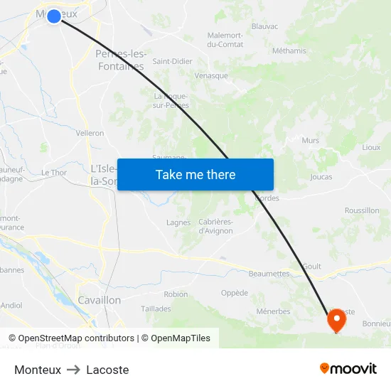 Monteux to Lacoste map