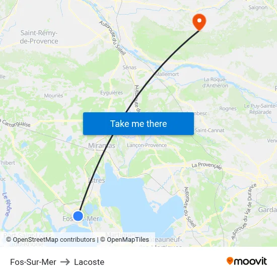 Fos-Sur-Mer to Lacoste map