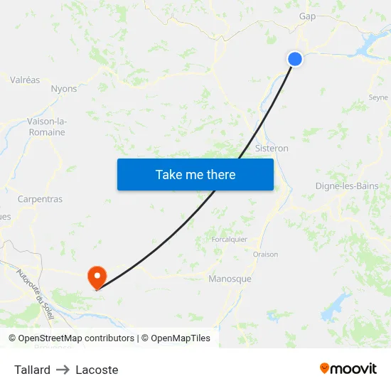 Tallard to Lacoste map