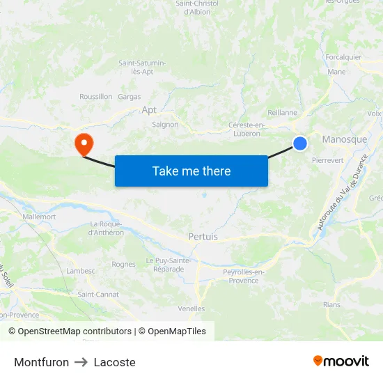 Montfuron to Lacoste map