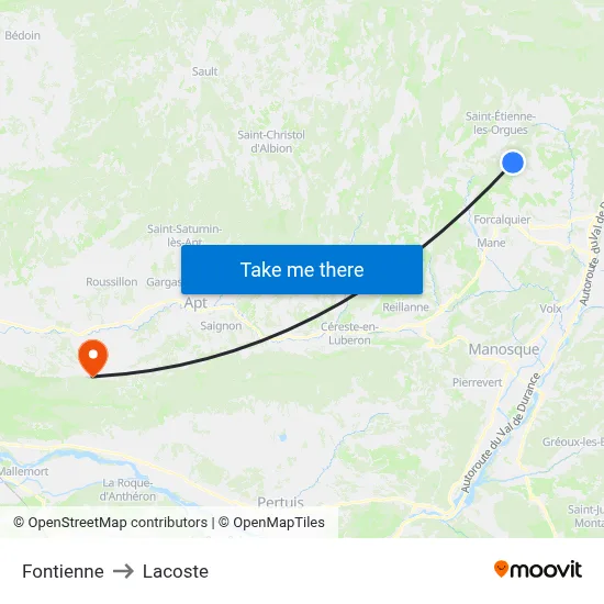 Fontienne to Lacoste map