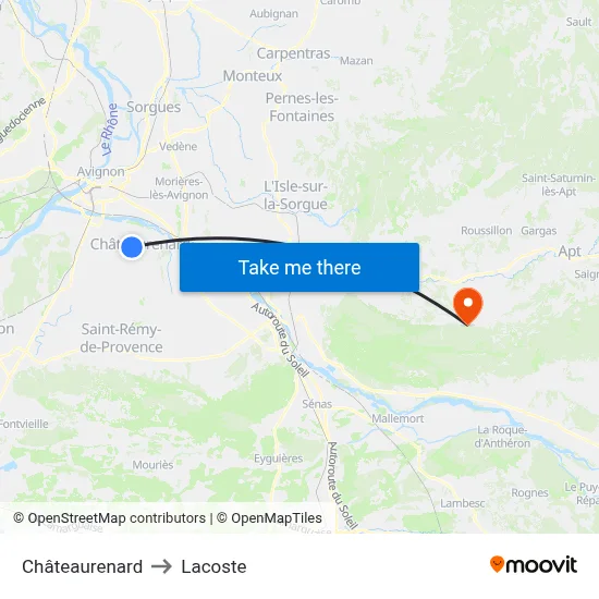 Châteaurenard to Lacoste map