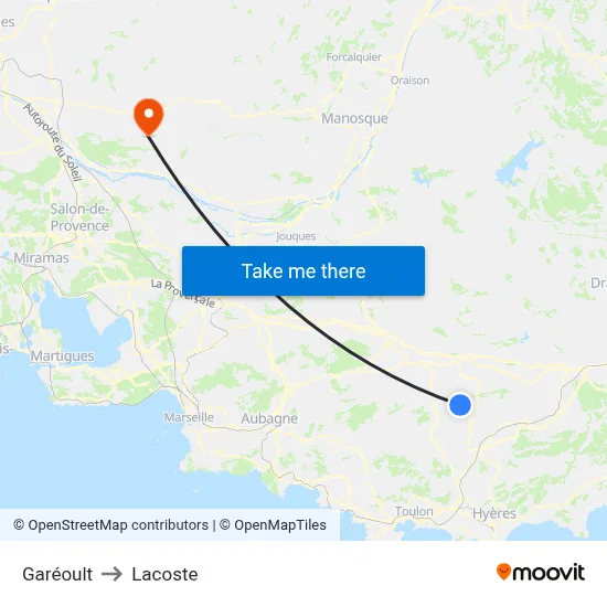 Garéoult to Lacoste map