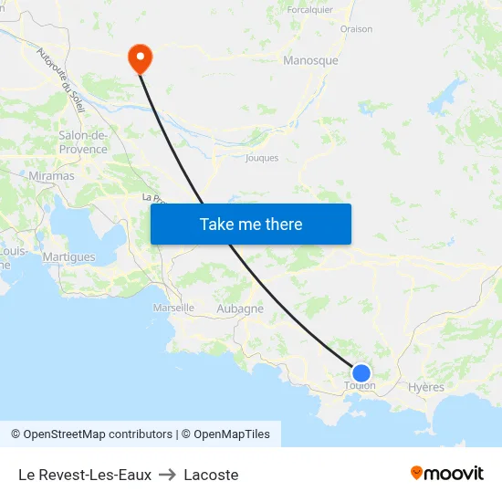 Le Revest-Les-Eaux to Lacoste map