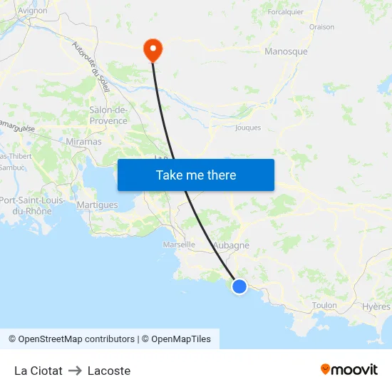 La Ciotat to Lacoste map