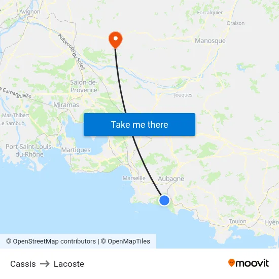 Cassis to Lacoste map