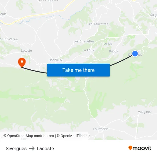 Sivergues to Lacoste map