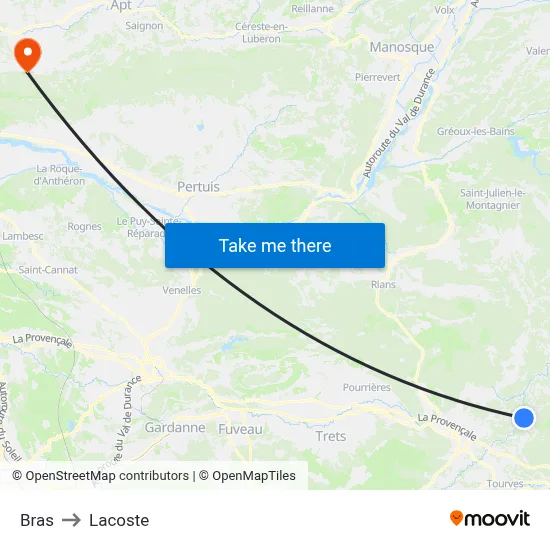 Bras to Lacoste map