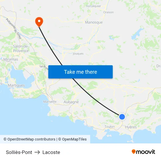 Solliès-Pont to Lacoste map