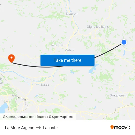 La Mure-Argens to Lacoste map