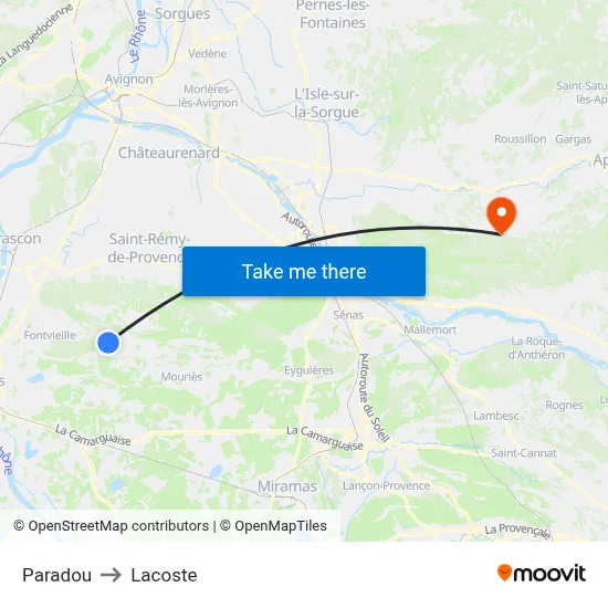 Paradou to Lacoste map
