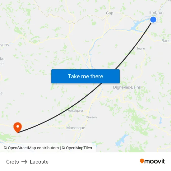 Crots to Lacoste map