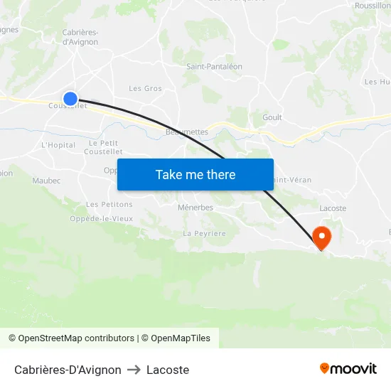 Cabrières-D'Avignon to Lacoste map