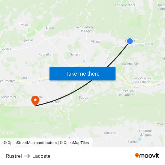 Rustrel to Lacoste map