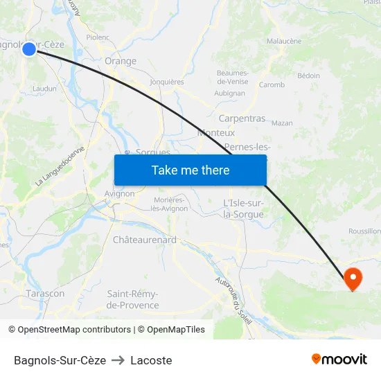 Bagnols-Sur-Cèze to Lacoste map