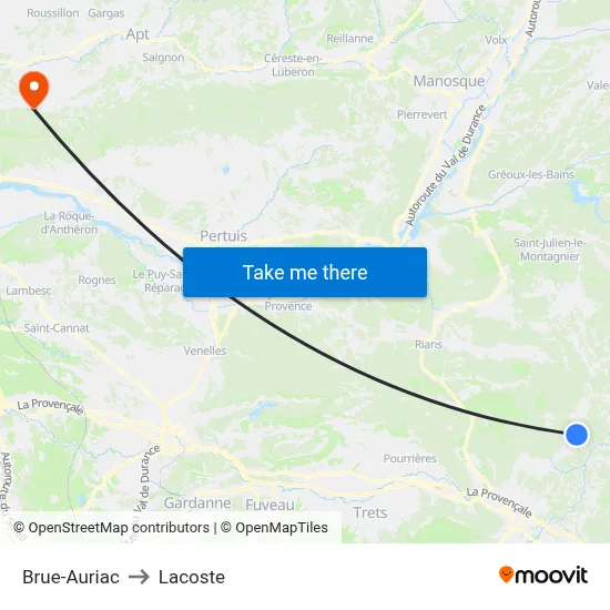 Brue-Auriac to Lacoste map