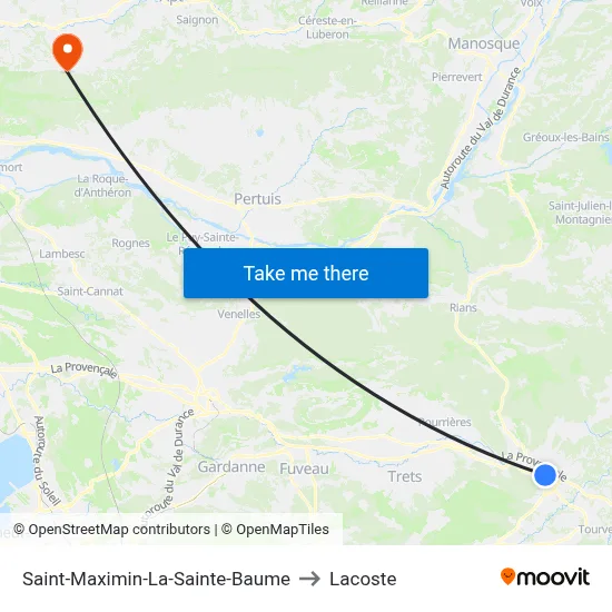 Saint-Maximin-La-Sainte-Baume to Lacoste map