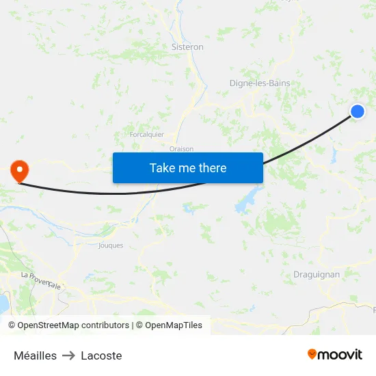 Méailles to Lacoste map