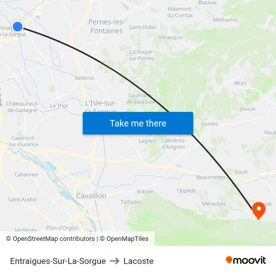 Entraigues-Sur-La-Sorgue to Lacoste map