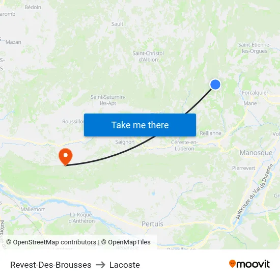 Revest-Des-Brousses to Lacoste map