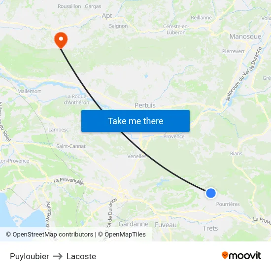 Puyloubier to Lacoste map